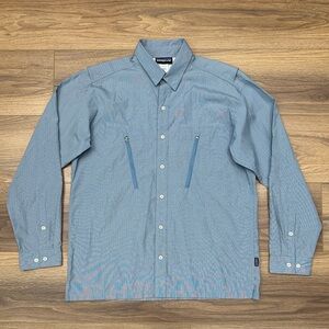 Patagonia Long-Sleeved Cool Shade Shirt in Blue Pinstripe Size Medium